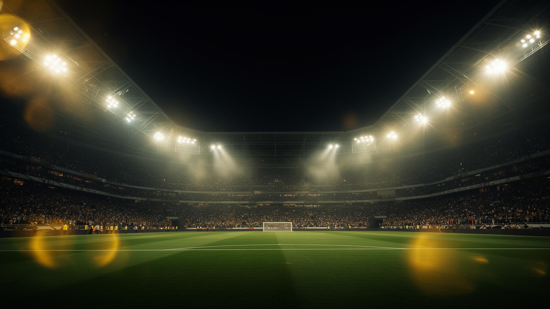 Floodlit football stadium